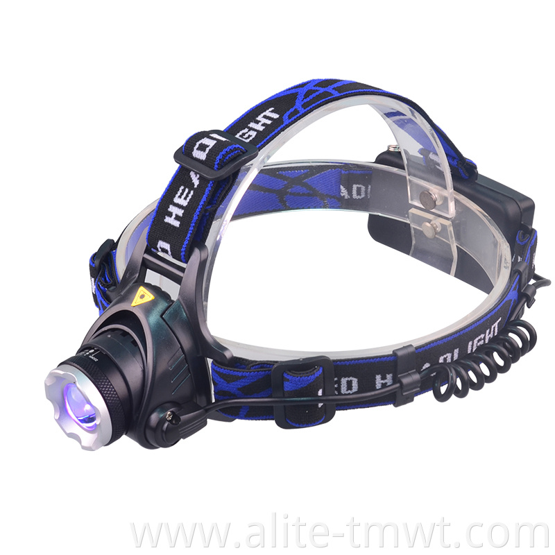 Best Selling Rechargeable Zoom UV And White LED Headlamp Powerful Ultra Violet Tactical Headlight For Leak Detector